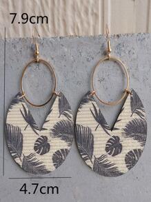 KWHY 1对时尚双面树叶吊坠耳环，适合夏季海滩度假佩戴 - 彩色 - 查看 3