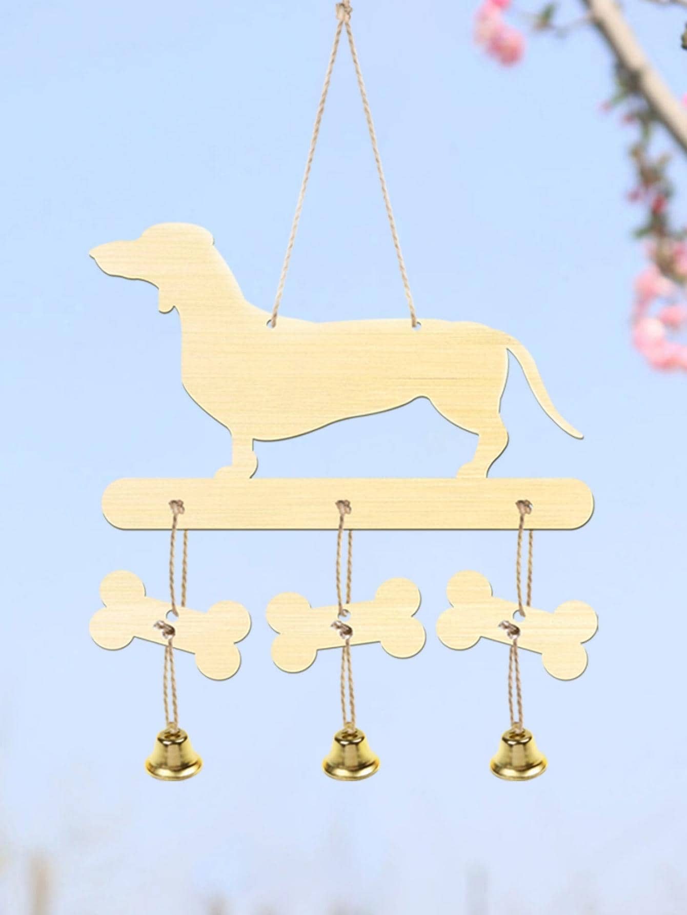 1 Chó & Xương Thiết Kế Chuông Treo Tường, Gỗ Hiện Đại Treo Trang Trí Cho Gia Đình - Màu be - Xem 1