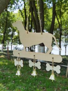 1 Chó & Xương Thiết Kế Chuông Treo Tường, Gỗ Hiện Đại Treo Trang Trí Cho Gia Đình - Màu be - Xem 4