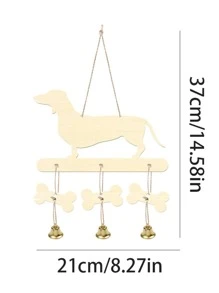 1 Chó & Xương Thiết Kế Chuông Treo Tường, Gỗ Hiện Đại Treo Trang Trí Cho Gia Đình - Màu be - Xem 7