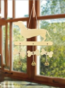1 Chó & Xương Thiết Kế Chuông Treo Tường, Gỗ Hiện Đại Treo Trang Trí Cho Gia Đình - Màu be - Xem 2