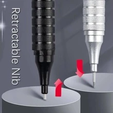 欧美0.3 0.5 0.7 2.0mm美术绘图自动铅笔低重心伸缩笔尖金属自动铅笔返校 - 銀色 - 查看 5