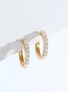 1 Đôi Đồng Thời Trang Đính Đá Cubic Zirconia Trang Trí Đôi Khuyên Tai Vòng Cho Nữ Trang Trí Hàng Ngày - trắng - Xem 2