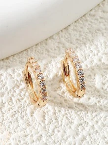 1 Đôi Đồng Thời Trang Đính Đá Cubic Zirconia Trang Trí Đôi Khuyên Tai Vòng Cho Nữ Trang Trí Hàng Ngày - trắng - Xem 1