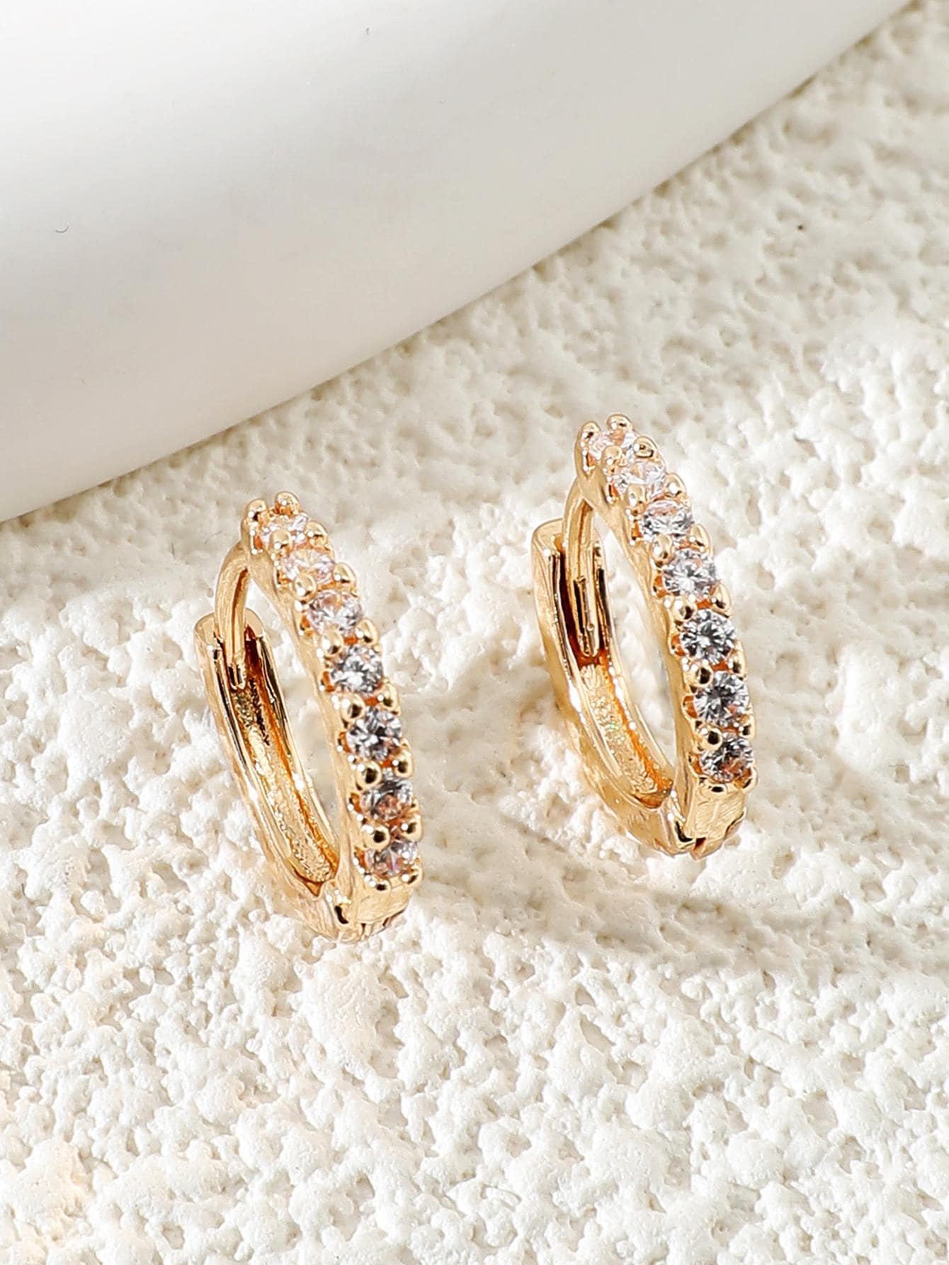 1 Đôi Đồng Thời Trang Đính Đá Cubic Zirconia Trang Trí Đôi Khuyên Tai Vòng Cho Nữ Trang Trí Hàng Ngày - trắng - Xem 1