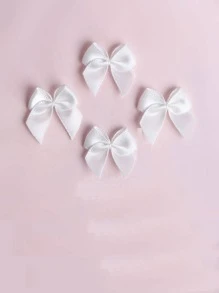 30/50/100/200 piezas Accesorios de lazo de cinta DIY Mini lazo de cinta de satén para decoración de zapatos, ropa, caja de regalo, flores pequeñas, embalaje de joyería - Blanco - Ver 2