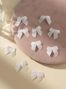 30/50/100/200 piezas Accesorios de lazo de cinta DIY Mini lazo de cinta de satén para decoración de zapatos, ropa, caja de regalo, flores pequeñas, embalaje de joyería - Blanco - Ver 4