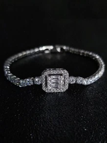 MOONSO 1 chiếc vòng tay đính đá pha lê thanh lịch dành cho phụ nữ, thời trang và đa năng, quà tặng sinh nhật S7063 - trắng - Xem 4