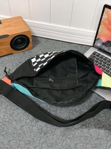 TIANDINGYU Fashionable Colorblock Women's Fanny Pack, Multicolor Chest Bag With Large Capacity (47cm*11cm*18cm), Preppy Bum Bag For The First Day Of School