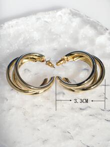 1 đôi bông tai vòng bít nhiều lớp thời trang dành cho nữ để làm quà tặng - Vàng - Xem 5