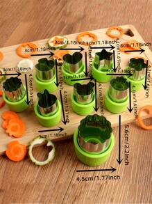 9pcs Stainless Steel Cookie Cutter, Modern Mixed Pattern Cookie Cutter For Kitchen, Valentine's Day Party, Home Decor, Home Gifts - Green - View 3