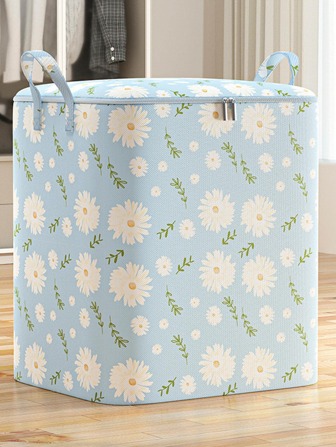 1 件大容量可折叠布艺立式收纳袋，印花设计，适用于衣服、床上用品、防尘防潮装饰品秋季装饰节日装饰房间装饰家居装饰秋季装饰卧室装饰