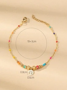 1pc Random Color Fashion Stainless Steel Tree Of Life Decor Chain Bracelet For Women For Daily Decoration - Multicolor - View 3