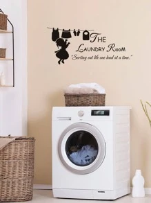 洗衣房牆貼/貼花,可愛的洗衣房標誌裝飾 - 黑色 - 查看 4