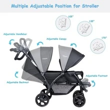 Foldable Twin Baby Double Stroller Lightweight Travel Stroller Infant Pushchair - Black - View 4