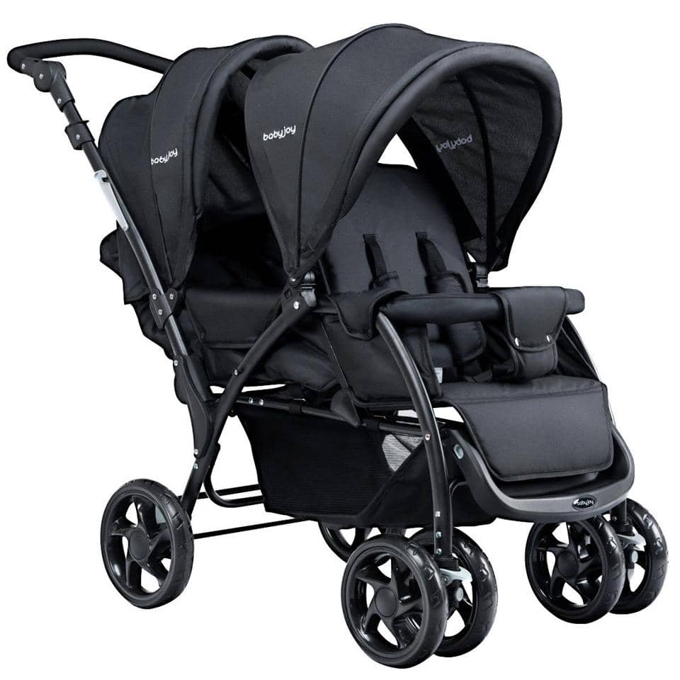 Foldable Twin Baby Double Stroller Lightweight Travel Stroller Infant Pushchair - Black - View 1