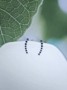 1對時尚方晶鋯石裝飾耳夾適合女士適合派對 - 藏蓝色 - 查看 2