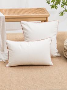 1pc Semi-circular Fan Shaped Pink Pillowcase With Canvas Circle & Plush Edges, Modern Minimalist Style For Daily Use In Bedroom, Living Room, Garden, Sofa - Pink - View 4