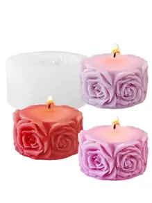1pc Silicone Mold, Fashionable Flower Design Candle Mold For Craft - White - View 1