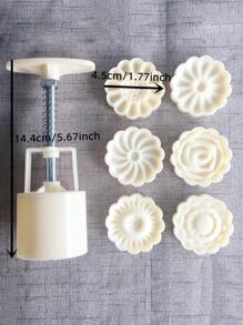 6pcs/set Flower Shaped Mooncake Mould, Hand-press Type, Non-stick Mold For Green Bean Ice Cream, Cartoon Design Baking Tools