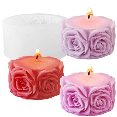 1 件硅胶模具，时尚花朵图案蜡烛模具，适用于工艺品