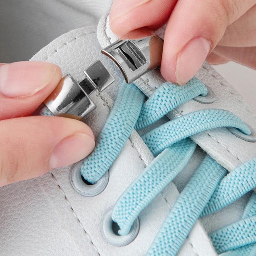 2 PCS Minimalist No-tie Shoelaces With Buckle, Black Elastic Unisex Accessories For Shoes - Black - View 1