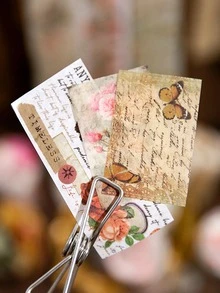 1卷花卉和蝴蝶圖案和紙膠帶學生用現代便攜式和紙膠帶 - 彩色 - 查看 6