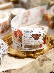 1卷花卉和蝴蝶圖案和紙膠帶學生用現代便攜式和紙膠帶 - 彩色 - 查看 9