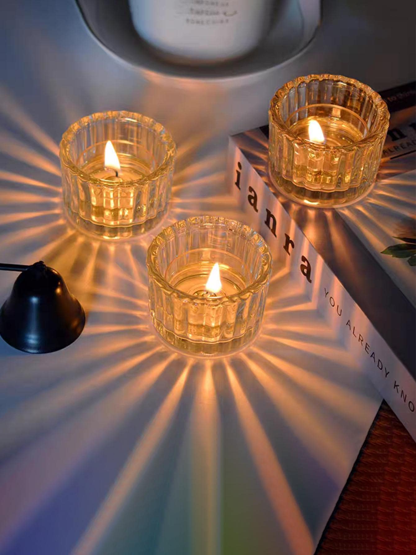 2pcs Clear Candle Holder, Glass Cute Romantic Candle Stand For Home Decor - Clear - View 1