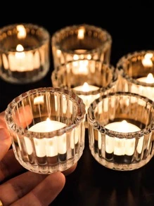 2pcs Clear Candle Holder, Glass Cute Romantic Candle Stand For Home Decor - Clear - View 4