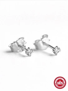 1 Pair Women Minimalist Round  925 Sterling Silver Stud Earrings For Women Elegant Fine Jewelry 18K Gold Plated Suitable For Anniversary Wedding Gift