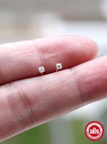 1 Pair Women Minimalist Round  925 Sterling Silver Stud Earrings For Women Elegant Fine Jewelry 18K Gold Plated Suitable For Anniversary Wedding Gift