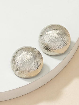 1pair Vintage Texture Metal Round Ear Cuff For Women For Birthday Gift