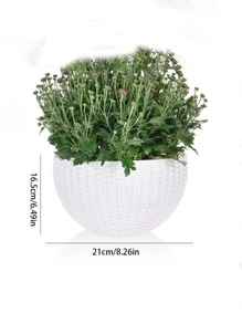 1pc Braided Design Hanging Plant Pot With Tool, Simple Plastic Hanging Plant Pot For Outdoor, Garden - White - View 4