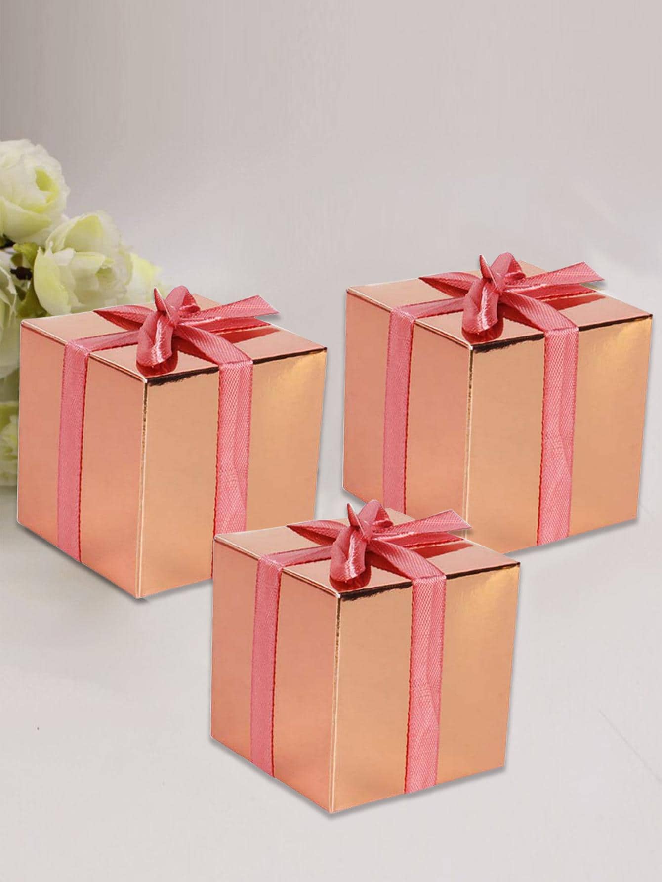 10 cái Giấy Hộp Quà , Tối giản Trang trí Bow Hộp Quà Đối với Nhà - Hoa hồng vàng - Xem 1