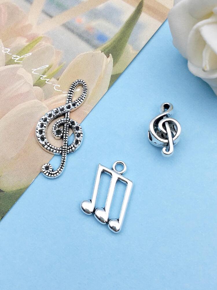 22 piezas/set Colgante DIY moda aleación de zinc nota musical para mujeres para la fabricación de joyas de bricolaje - Plateado - Añade 5