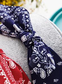 1 Nữ Họa Tiết Paisley Nơ Trang Trí Băng Đô Thời Trang Trang Trí Tóc - Màu xanh hải quân - Xem 3