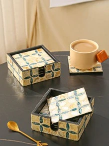 6 Cái/bộ Vuông Coaster, Hiện Đại Lá Tre Thiết Kế Cốc Coaster Cho Bàn Ăn Nhà Bếp - Nhiều màu - Xem 2