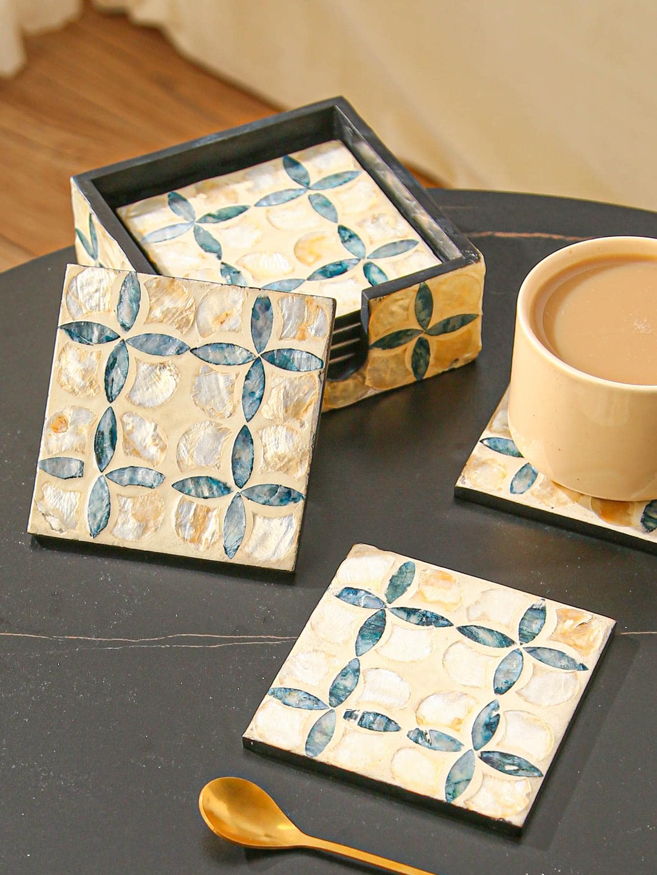 6 Cái/bộ Vuông Coaster, Hiện Đại Lá Tre Thiết Kế Cốc Coaster Cho Bàn Ăn Nhà Bếp - Nhiều màu - Xem 1