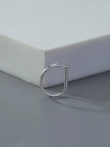 Men Minimalist Nose Ring - Silver - View 3