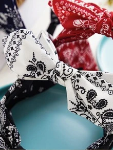 1入組女士渦紋圖案蝴蝶結裝飾時尚髮箍適用於頭髮裝飾用品 - 白色 - 查看 3