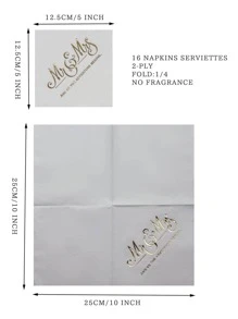 16pcs Letter Graphic Disposable Napkin, Modern Disposable Paper Napkin For Wedding - White - View 6
