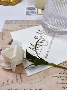 16pcs Letter Graphic Disposable Napkin, Modern Disposable Paper Napkin For Wedding - White - View 4