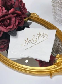 16pcs Letter Graphic Disposable Napkin, Modern Disposable Paper Napkin For Wedding - White - View 2