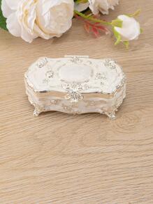 1pc Zinc Alloy Swab Storage Box, Retro Rose Relief Storage Box For Home, Gift For Valentine's Day - Multicolor - View 1
