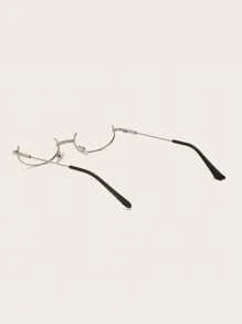 女士半无框复古眼镜框架装饰眼镜配件女士 - 銀色 - 查看 2