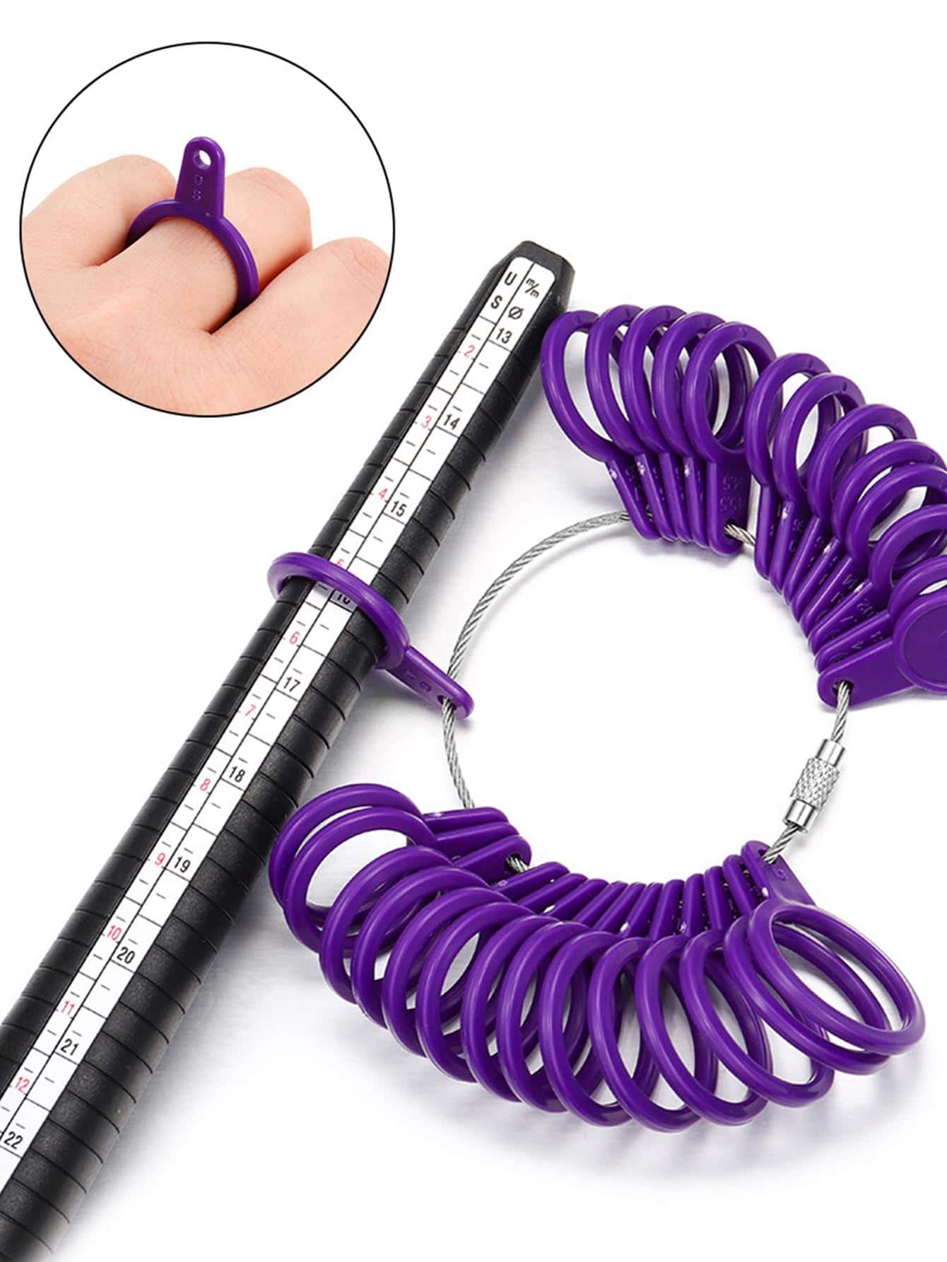 1 件組專業珠寶工具戒指心軸棒指規戒指尺寸測量器測量英國/美國尺寸適合 DIY 珠寶尺寸工具套裝