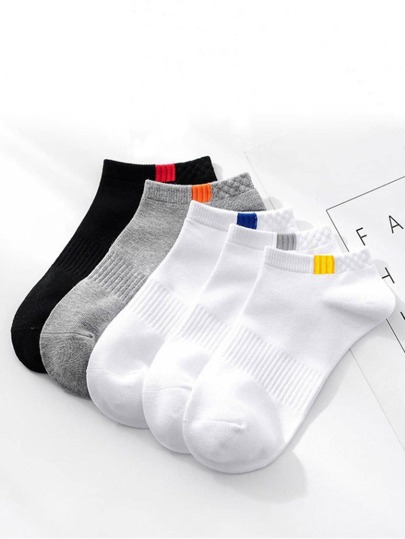 Hombres 5 pares Calcetines tobilleros de dos tonos