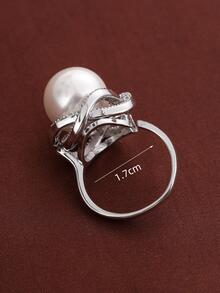 1 Đồng Quyến Rũ Đính Đá Cubic Zirconia & Ngọc Trai Giả Nhẫn Trang Trí Cho Nữ Cho Cuộc Sống Hàng Ngày - Bạc - Xem 3