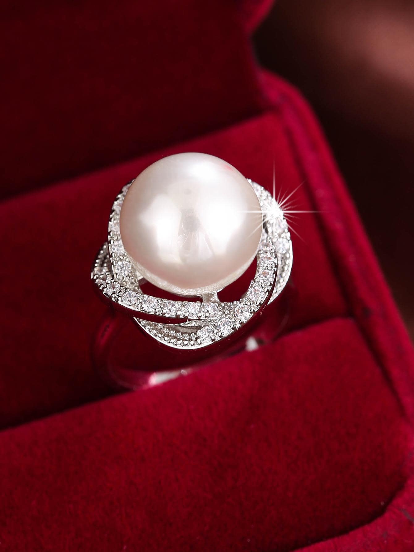 1 Đồng Quyến Rũ Đính Đá Cubic Zirconia & Ngọc Trai Giả Nhẫn Trang Trí Cho Nữ Cho Cuộc Sống Hàng Ngày - Bạc - Xem 1